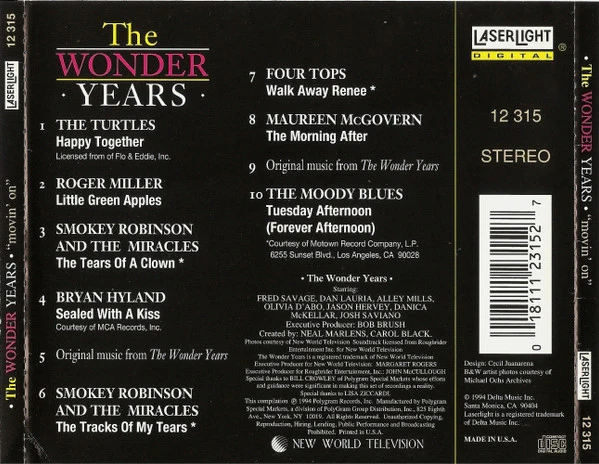 Various - Music From The Wonder Years "Movin' On" (CD, Comp, Mono) - Image 4