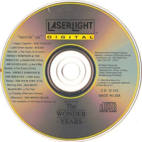 Various - Music From The Wonder Years "Movin' On" (CD, Comp, Mono) - Image 5