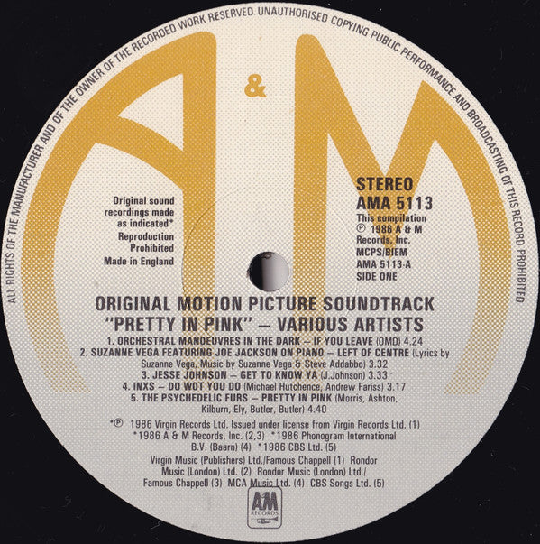 Various - Pretty In Pink • Original Motion Picture Soundtrack (LP, Album, Comp) - Image 3
