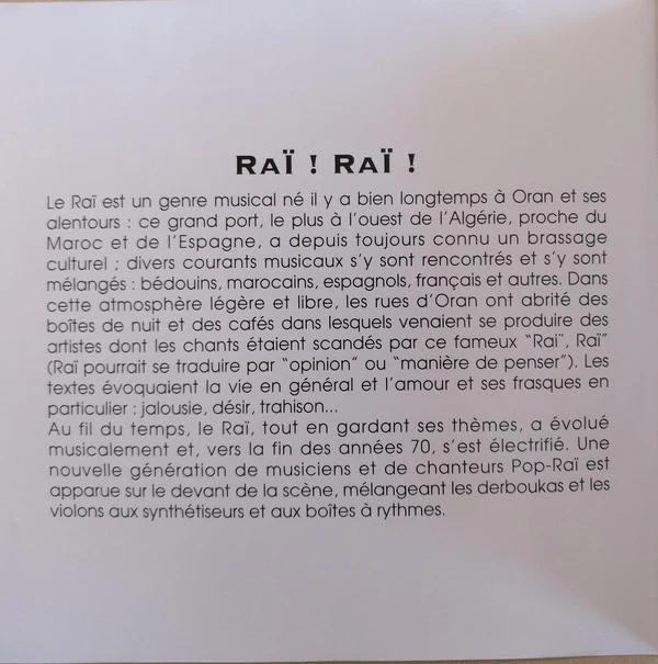Various - Raï ! Raï ! Vol. 2 (CD) - Image 4