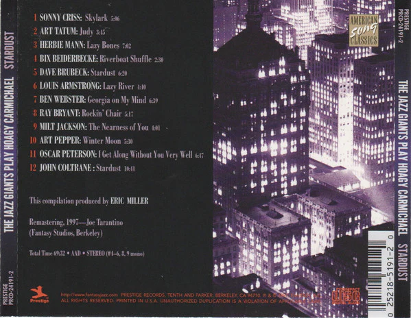 Various - Stardust: The Jazz Giants Play Hoagy Carmichael (CD, Comp) - Image 2