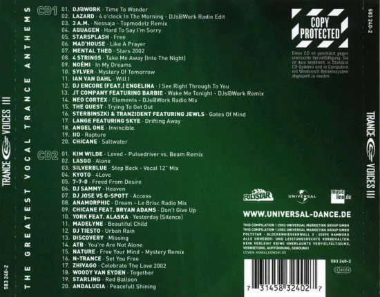 Various - Trance Voices Volume Three (2xCD, Comp, Copy Prot.) - Image 2