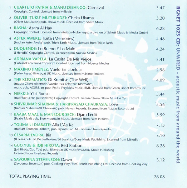Various - Unwired: Acoustic Music From Around The World (CD, Comp) - Image 4