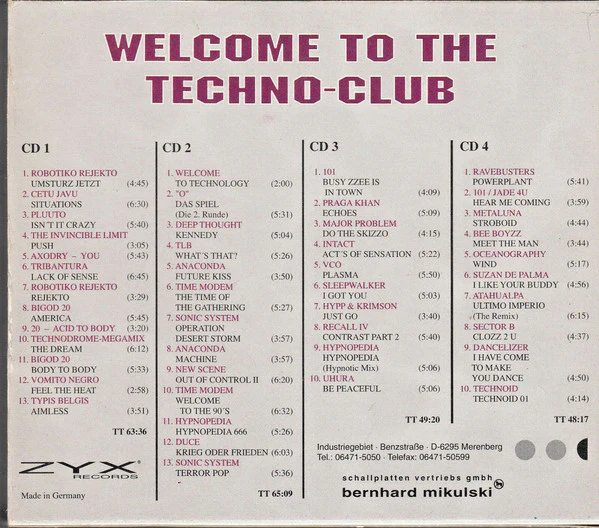 Various - Welcome To The Techno-Club (4xCD, Comp + Box, RE) - Image 2