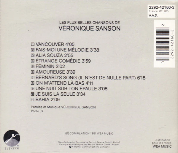 Véronique Sanson - Les Plus Belles Chansons De Véronique Sanson (CD, Comp) - Image 3
