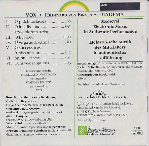 VOX (3) - Diadema - Hildegard Von Bingen (CD, Album) - Image 2