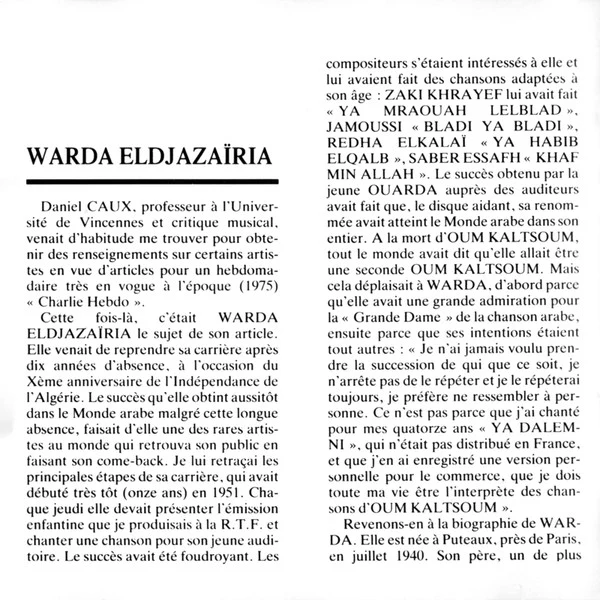 Warda Eldjazaïria* - À L'Olympia Vol. I (CD, Comp) - Image 3
