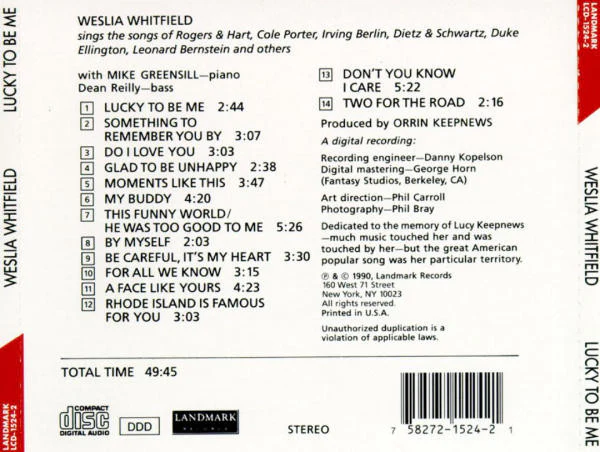 Weslia Whitfield - Lucky To Be Me (CD, Album) - Image 2