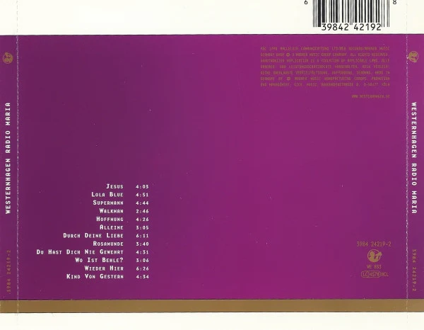 Westernhagen* - Radio Maria (CD, Album) - Image 3