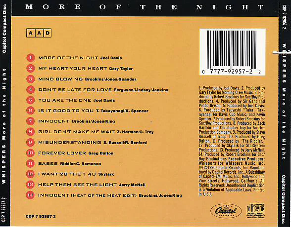Whispers* - More Of The Night (CD, Album) - Image 2