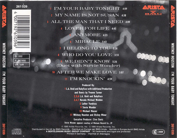Whitney Houston - I'm Your Baby Tonight (CD, Album) - Image 2