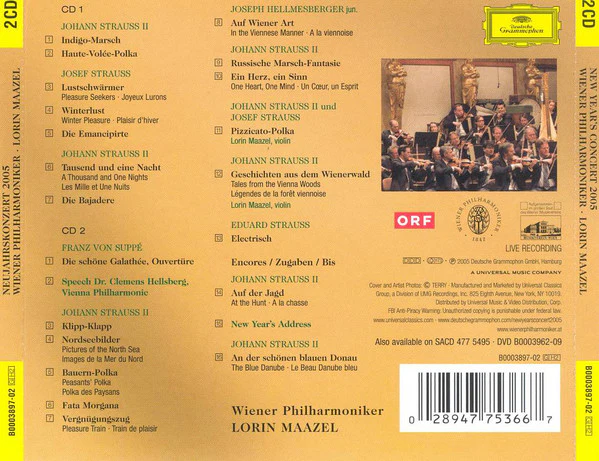 Wiener Philharmoniker, Lorin Maazel - Neujahrskonzert - New Year's Concert 2005 (2xCD, Album) - Image 3