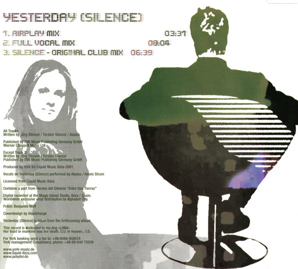 York Featuring Alaska  - Yesterday (Silence) (CD, Maxi) - Image 4